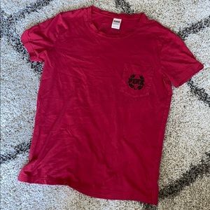 PINK Red Logo Tee